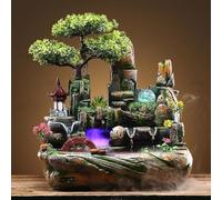 Fontana D'Acqua Moderna Da Interno Da 16 Pollici Con Luci A Led, Cascata A 3 Livelli, Albero Bonsai, Decorazione Moderna Per Casa, Ufficio, Scrivania, Verde, Grande, Verde, Con Nebulizzatore, A