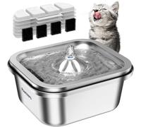 Fontana d'acqua per gatti in acciaio inossidabile: 4L/14 once Pet Fountain Water Bowl Indoor, Distributore automatico di bevande per cani, Forniture per irrigazione per l'alimentazione del gatto,