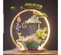 Fontana d'acqua per interni con luce a LED, decorazione da giardino zen per ricchezza e fortuna, cascata Feng Shui