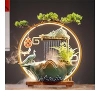 Fontana d'acqua per interni con luce a LED, decorazione da giardino zen per ricchezza e fortuna, cascata Feng Shui