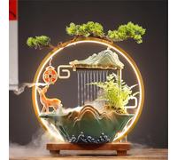 Fontana d'acqua per interni con luce a LED, decorazione da giardino zen per ricchezza e fortuna, cascata Feng Shui