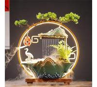 Fontana d'acqua per interni con luce a LED, decorazione da giardino zen per ricchezza e fortuna, cascata Feng Shui
