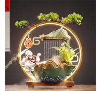 Fontana d'acqua per interni con luce a LED, decorazione da giardino zen per ricchezza e fortuna, cascata Feng Shui