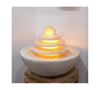 Fontana d'acqua per interni, fontane d'acqua per interni da tavolo con LED, fontana a cascata da tavolo, ornamenti con palline portafortuna, paesaggio moderno della fontana del soggiorno(White)