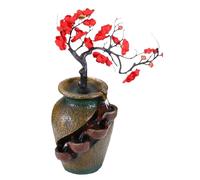 Fontana decorativa a 4 piani, bonsai, da tavolo, a cascata, con flussi d'acqua e albero artificiale, ornamenti d'acqua per interni, per sala studio e sala da tè