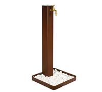 Fontana Decorativa Giardino Corten con Rubinetto e SASSI Dimensioni 40x40xh 100 cm con tubo rubinetto flessibile e Gomito resistente al gelo colore Corten marrone