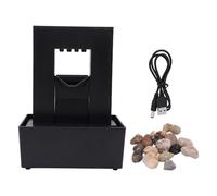 Fontana decorativa per interni, in plastica, piccola, con luce a LED, fontana d'acqua gorgogliante, per casa e ufficio, design a ciottoli, alimentata tramite USB, dimensioni
