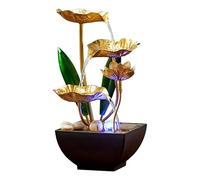 Fontana desktop - 13.5x13.5x27cm Scultura Zen illuminata, cornice in PVC in ferro battuto in difficoltà, flusso delicato con accenti di ciottoli | Centrotavola da scrivania per la reception d