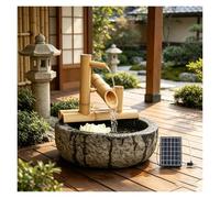 Fontana di bambù alimentata Solare, Acqua a Dondolo Zen Giapponese caratteristica con Pompa, Arredamento da Giardino Interno all'aperto, Flusso Ecologico di energia idroelettrica Naturale