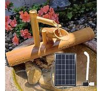 Fontana di bambù alimentata solare con pompa e filtro per la decorazione esterna del giardino