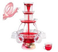 Fontana elettrica per bevande, dispenser per feste a 3 livelli con luce LED, capacità 3 l, include 5 tazze riutilizzabili, perfetto per matrimoni, celebrazioni, bar di casa