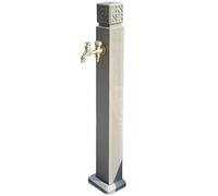 Fontana esterna a colonna d'acqua da giardino in acciaio inossidabile con supporto per tubo flessibile rubinetto e pistola a spruzzo idrante stile 100 cm 39 pollici grigio soluzione di irrigazione