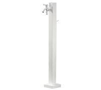 Fontana esterna in acciaio inox rubinetto tubo da giardino con doppia uscita 95 cm 37 pollici rubinetto dell'acqua montato a terra soluzione di irrigazione esterna perfetta per giardini.