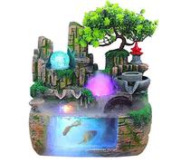 Fontana Feng Shui Fontana fontana da giardino roccioso acquario, con sfera di cristallo a LED e atomizzatore, fontana da tavolo, decorazione soggiorno