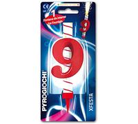 Fontana Fiaccola numero 9 Rosso - Magic Flambè NUMERALE COLORATO per torta e dolci - ideale decorare torte con il cake design per compleanni, feste, party, anniversari ecc.