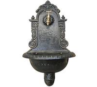 Fontana acquasantiera a muro da giardino in ghisa esterno eden pantheon grigia