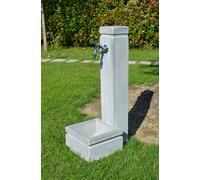 Fontana giardino esterno moderna pietra cemento, + rubinetto e piletta, h 75 cm