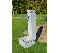 Fontana giardino esterno moderna pietra cemento, + rubinetto e piletta, h 75 cm