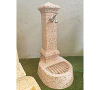 Fontana giardino esterno pietra e marmo, + rubinetto e piletta, h 100 cm