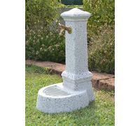 Fontana giardino esterno pietra e marmo, + rubinetto e piletta, h 100 cm