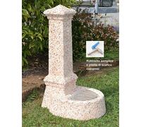 Fontana giardino esterno pietra e marmo, + rubinetto e piletta, h 100 cm