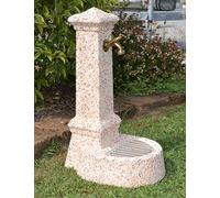 Fontana giardino esterno pietra e marmo, + rubinetto e piletta, h 75 cm