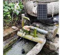 Fontana in bambù con Pompa, Kit Fontana da Esterno ad energia Solare per Decorazione di Cortile, Giardino roccioso e laghetto, caratteristica da Giardino Indipendente da 50 cm