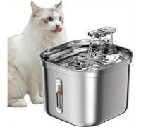 Fontana per gatti in acciaio inox con pompa ultra silenziosa e 3 filtri - Distributore automatico di acqua per animali domestici da 2,2 l/73 oz, design multi-animale e facile da pulire, regalo perfett