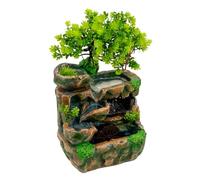 Fontana per interni a cascata | fontana da tavolo a cascata | fontana di piante verdi | illuminazione a LED | decorazione per soggiorno e ufficio | 18 x 15 x 30 cm