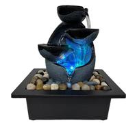 Fontana per interni da tavolo, fontana per meditazione in resina con luce a LED, funzione cascata per interni per la casa e l'ufficio