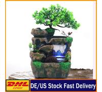 Fontana per interni Decorazione cascata Fontana da tavolo Decorazione Caratteristica dell'acqua con illuminazione a LED che cambia colore Meditazione Zen Green