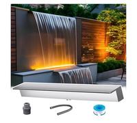 Fontana per piscina a cascata da incasso, in acciaio inossidabile 304, per laghetti, cascate, kit per piscina incorporata, nero, 30,5 cm, uscita