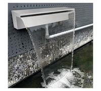 Fontana Per Piscina Fontana per piscina in acciaio inox, cascata per piscina, sfioratore con raccordo per tubo, elemento decorativo rettangolare, apertura di troppo pieno per(Silver,52in/132.1cm)
