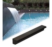 Fontana Per Piscina Fontana per piscina in acciaio inox, cascata per piscina, sfioratore con raccordo per tubo, elemento decorativo rettangolare, apertura di troppo pieno per(Black,76in/193cm)