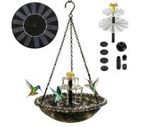 Fontana per uccelli a cascata resistente alle intemperie, vaschetta decorativa per uccelli con fontana solare, per attirare colibrì, fauna selvatica, giardino, piscina, patio, portico, vialetto