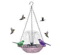 Fontana per uccelli a energia solare, bacino d'acqua sospeso, decorazione da giardino all'aperto, blu/rosa/viola/grigio, bevitore di uccelli per colibrì e piccoli uccelli selvatici