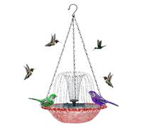 Fontana per uccelli a energia solare, bacino d'acqua sospeso, decorazione da giardino all'aperto, blu/rosa/viola/grigio, bevitore di uccelli per colibrì e piccoli uccelli selvatici