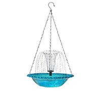 Fontana per uccelli con cascata solare, alimentatore d'acqua a cascata con energia solare, fontana d'acqua esterna per uccelli, per l'osservazione della natura in giardino, cortile o prato