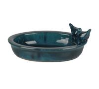 Fontana Per Uccelli In Terracotta Ovale Crema Verde Blu Bacino Per Uccelli