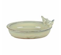 Fontana Per Uccelli In Terracotta Ovale Crema Verde Blu Bacino Per Uccelli