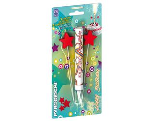 Fontana pirotecnica per torte e 2 candeline stella Pyrogiochi Happy Birthday