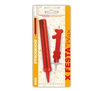 Fontana pirotecnica per torte Pyrogiochi con candela in cera numero 1 rossa