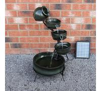 Fontana Solare a Cascata da Giardino con Batteria di Supporto da 6 Ore