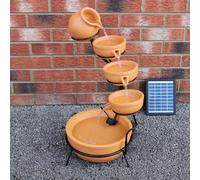 Fontana Solare a Cascata da Giardino con Batteria di Supporto da 6 Ore