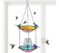 Fontana Solare con Bagno da - Irrigatore Resistente alle Intemperie con Vassoio per Cibo | Fontana Solare per - per Piscina Giardino Terrazzo Cortile Balcone Arredo