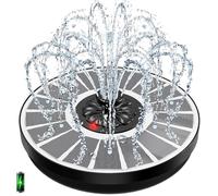 Fontana Solare con Indicatore LED, Yzert 3.5W Fontana da Giardino Esterno con 2000mAh Batteria, 8 Ugelli Pompa ad Acqua Solare per Bagno per Uccelli, Acquario (Bianco)