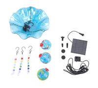 Fontana solare da bagno per uccelli 2 in 1 con 3 mangiatoie - Mangiatoia per colibrì in vetro e giochi d'acqua per giardino, patio e cortile - Attira piccoli uccelli, farfalle e