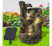 Fontana solare da giardino Fontana decorativa Cascata Luce da giardino Pompa per stagno per patio con funzione di avvio (BAUMWURZEL & STEIN-KASKADE)