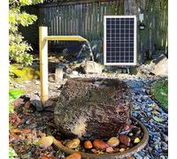 Fontana solare in bambù con pompa, fontane da esterno indipendenti, fontana solare in bambù Feng Shui, decorazione da giardino zen for scrivania, patio, cortile