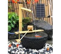 Fontana Solare in bambù, Fontana Ad Energia Solare con Pompa, Fontana da Giardino Esterno Zen Feng Shui Decorazione per Giardino All'aperto, Laghetto da Giardino H50cm